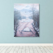 Winterlandschap Schilderen 9 Eagles River Print (Insitu (Houten vloer))
