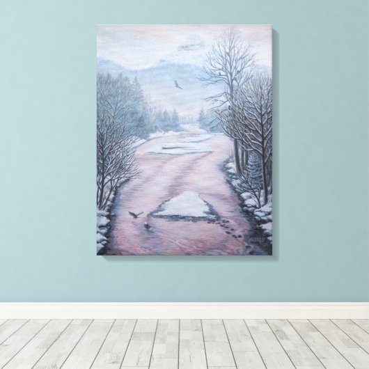Winterlandschap Schilderen 9 Eagles River Print (Insitu (Houten vloer))