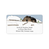 Winterlandschap Schuur Adresetiketten Etiket (Voorkant)