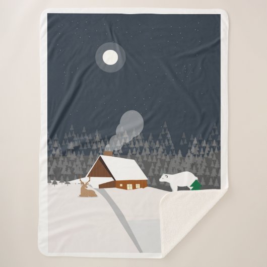 Winterlandschap Sherpa Deken (Voorkant)