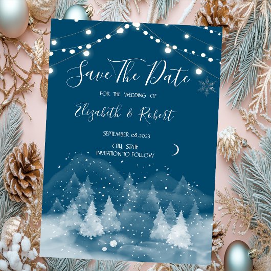 Winterlandschap Sneeuw Bewaar de datum Save The Date