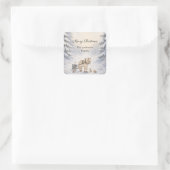 Winterlandschap Sneeuw Bos Kerstmis Vierkante Sticker (Tas)