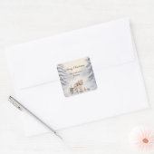 Winterlandschap Sneeuw Bos Kerstmis Vierkante Sticker (Envelop)