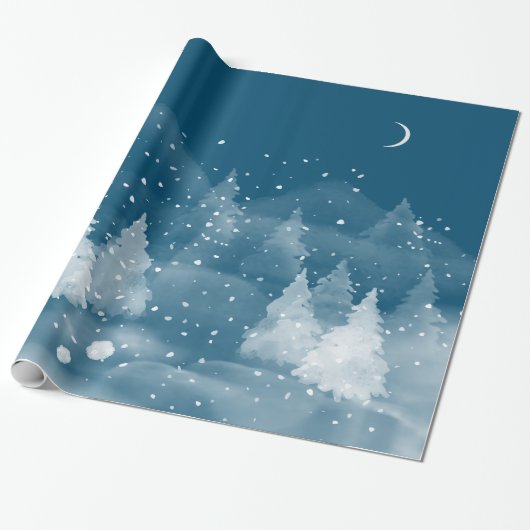 Winterlandschap Sneeuw Cadeaupapier (Uitgerold)