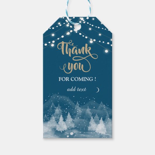 Winterlandschap Sneeuw Dank je wel Cadeaulabel (Voorkant)