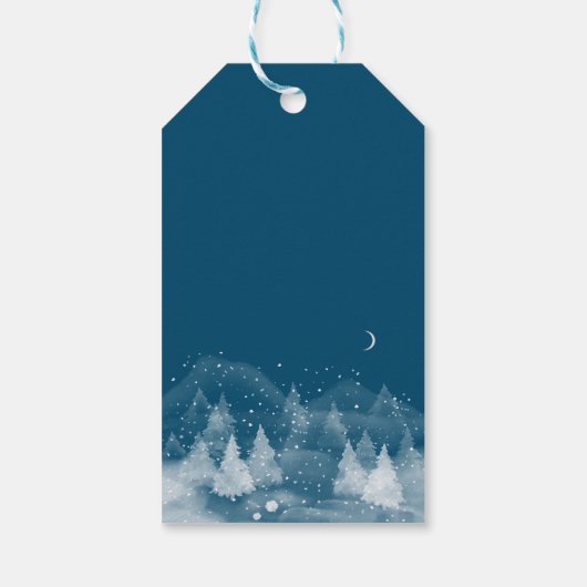 Winterlandschap Sneeuw Dank u Cadeaulabel (Achterkant)