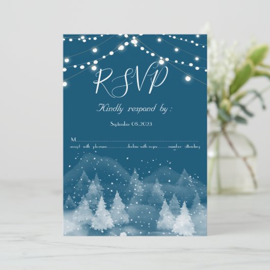 Winterlandschap Sneeuw RSVP Kaart (Staand voorkant)