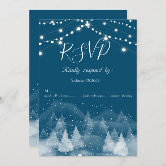 Winterlandschap Sneeuw RSVP Kaart (Voorkant / Achterkant)
