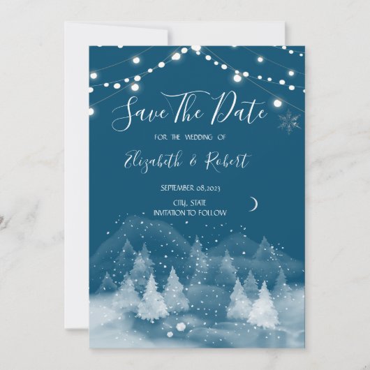 Winterlandschap Sneeuw Save the Date (Voorkant)