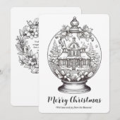 Winterlandschap Sneeuwbol Kerst Kunst Kleuren Feestdagenkaart (Voorkant / Achterkant)