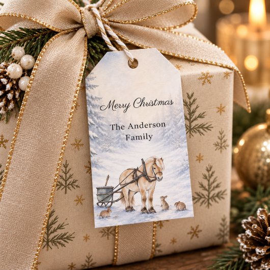 Winterlandschap Sneeuwbos Kerstmis Cadeaulabel