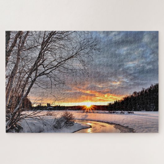 Winterlandschap sneeuwscene Jigzaag Puzzle Legpuzzel (Horizontaal)