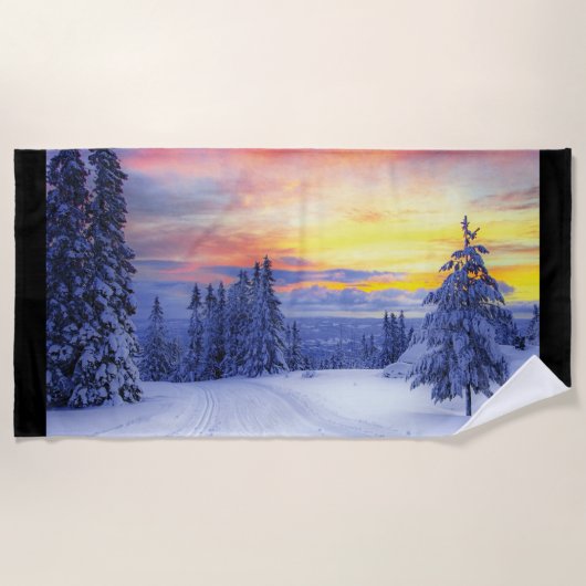 Winterlandschap Strandlaken (Voorkant)