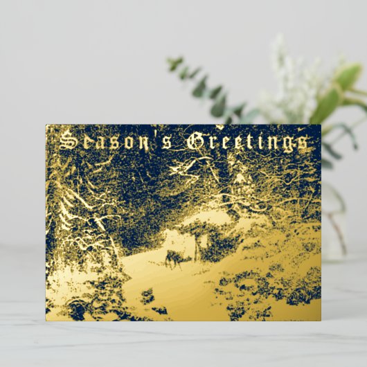 Winterlandschap uit het Victoriaans tijdperk met s Folie Feestdagenkaart (Staand Voorkant)