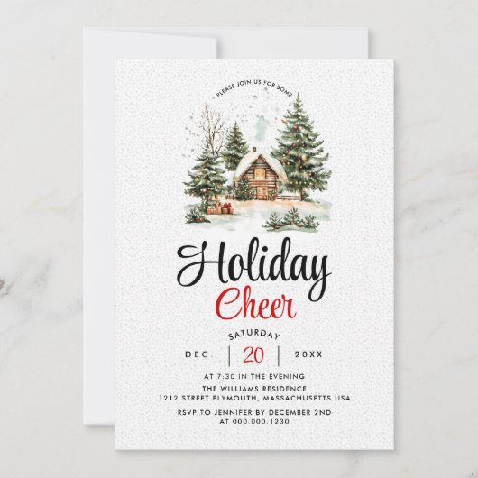 Winterlandschap vakantie juichen kerst uitnodiging (Voorkant)