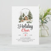 Winterlandschap vakantie juichen kerst uitnodiging (Staand voorkant)