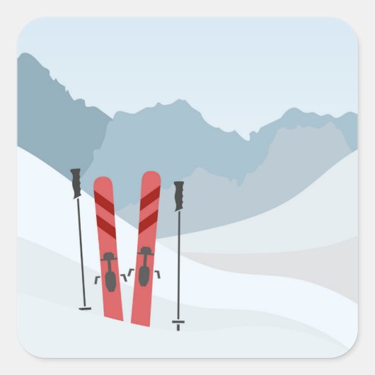 Winterlandschap Vierkante Sticker (Voorkant)