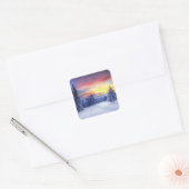 Winterlandschap Vierkante Sticker (Envelop)