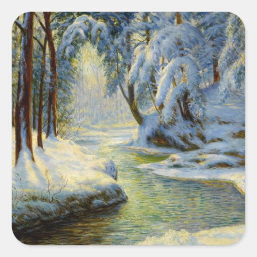 winterlandschap; vierkante sticker (Voorkant)