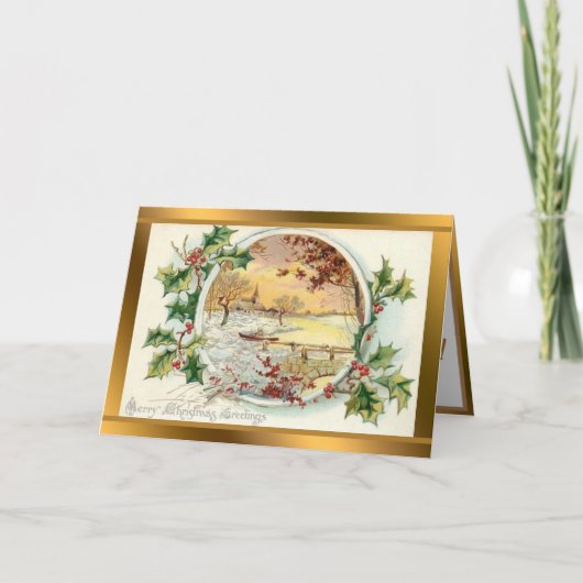 winterlandschap voor Kerstmis Feestdagen Kaart (Voorkant)