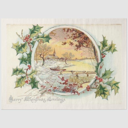  winterlandschap voor Kerstmis Tissuepapier (Voorkant)