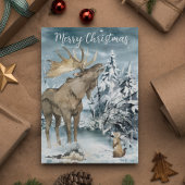 Winterlandschap Waterverf met kerstmis Briefkaart