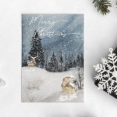 Winterlandschap Waterverf Vakantiewolf Briefkaart