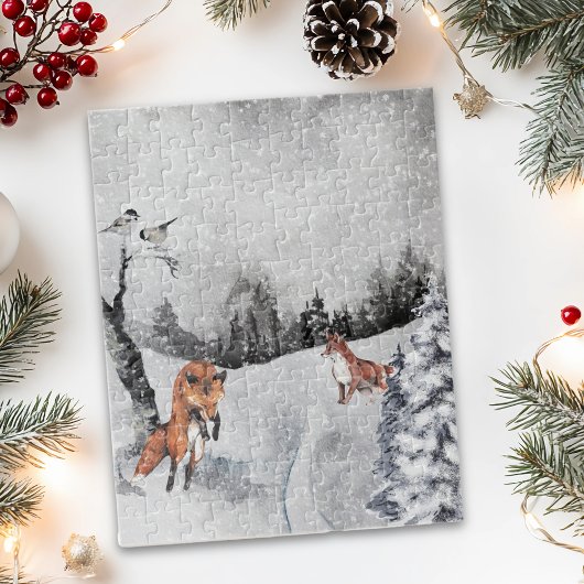 Winterlandschap Waterverf Vossen Legpuzzel