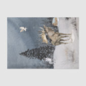 Winterlandschap Waterverf Wolf Eland Scene Tissuepapier (Voorkant)