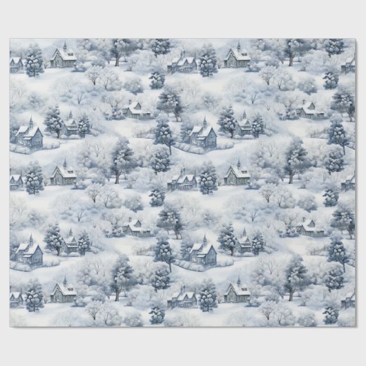 Winterlandschap Wit en Grijs Modern Kerstmis Cadeaupapier (Vlak)