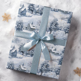 Winterlandschap Wit en Grijs Modern Kerstmis Cadeaupapier