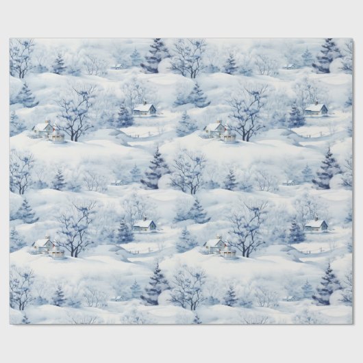 Winterlandschap Wit Kerstmis Modern Cadeaupapier (Vlak)