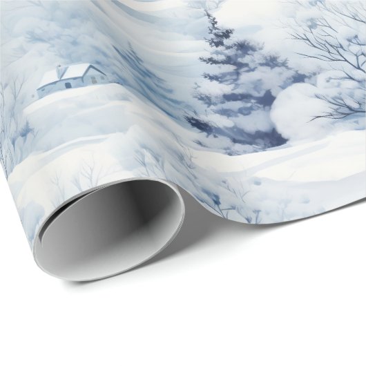 Winterlandschap Wit Kerstmis Modern Cadeaupapier (Rol Hoek)