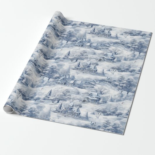 Winterlandschap Wit Kerstmis Modern Cadeaupapier (Uitgerold)