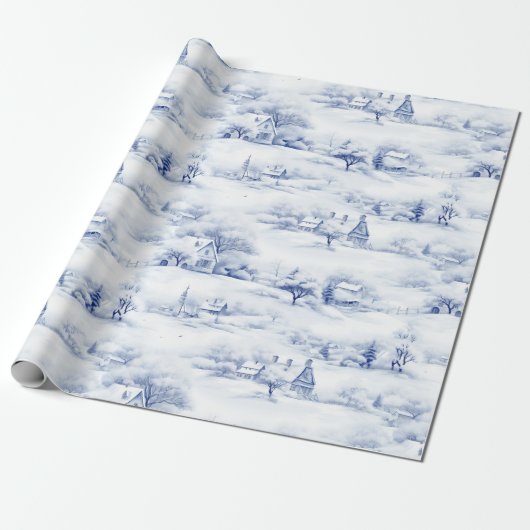 Winterlandschap Wit Kerstmis Modern Cadeaupapier (Uitgerold)