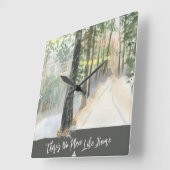 Winterlandschap Woodland Weg geen plek zoals thuis Vierkante Klok (Hoek)