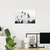 Winterlandschap zwart-wit fotografie poster (Thuiskantoor)