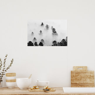 Winterlandschap zwart-wit fotografie poster
