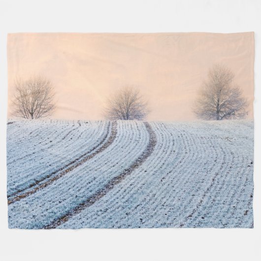Winterlandschapsbomen met Hoarfrost - Fleece Deken (Voorkant (Horizontaal))