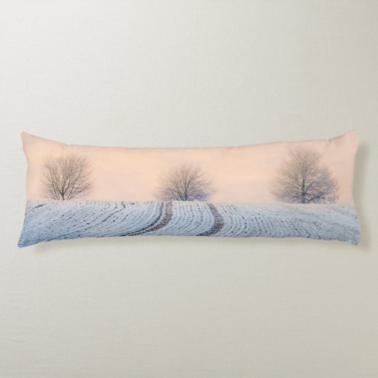 Winterlandschapsbomen met Hoarfrost - Lichaamskussen (Voorkant)
