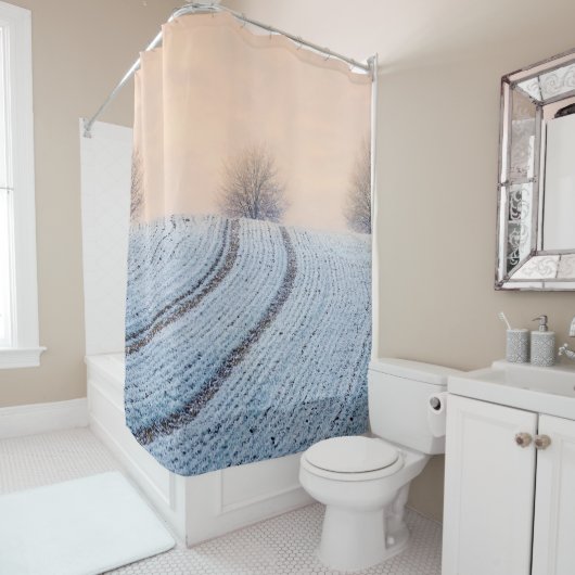 Winterlandschapsbomen met Hoarfrost, Tub Douchegordijn (In situ)