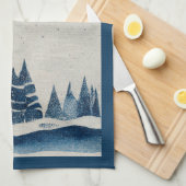 Winterlandschapsbosmoonblauwe tekening theedoek (Quarter Fold)