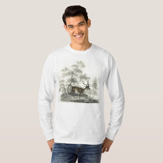 winterlandschapscène met deer t-shirt (Voorkant volledig)