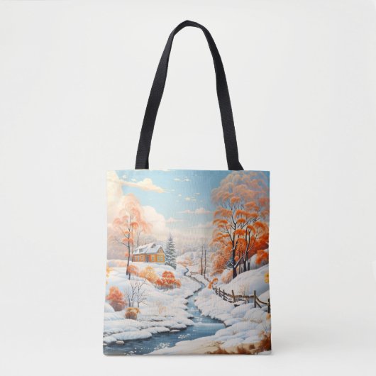 Winterlandschapsconcept Abstract kleurrijk landsch Tote Bag (Voorkant)