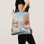 Winterlandschapsconcept Abstract kleurrijk landsch Tote Bag (Dichtbij)