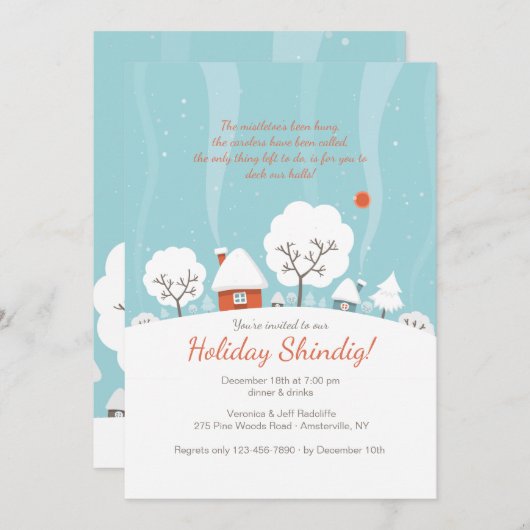 Winterlandschapsuitnodiging Kaart (Voorkant / Achterkant)