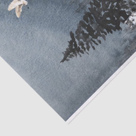 WinterlandschapsWaterverf Wolf Moose Scene Tissuepapier (Detail)