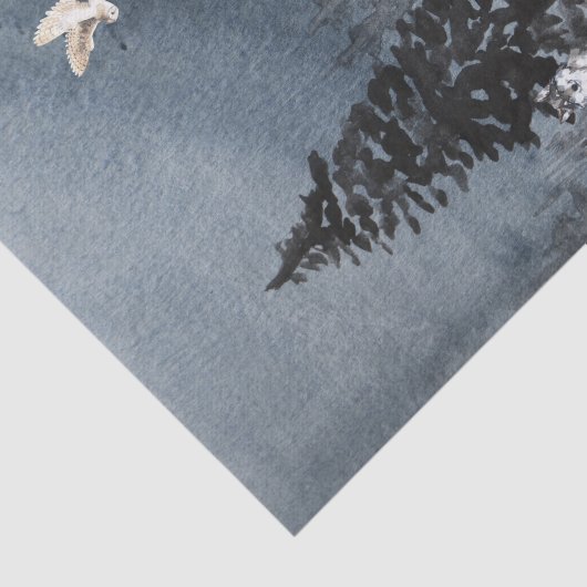 WinterlandschapsWaterverf Wolf Moose Scene Tissuepapier (Detail)