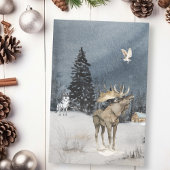 WinterlandschapsWaterverf Wolf Moose Scene Tissuepapier