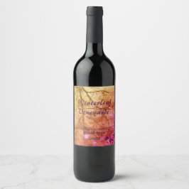 "Winterleaf" Amber Bovenkant, Set van 6 Wijnlabels Wijn Etiket